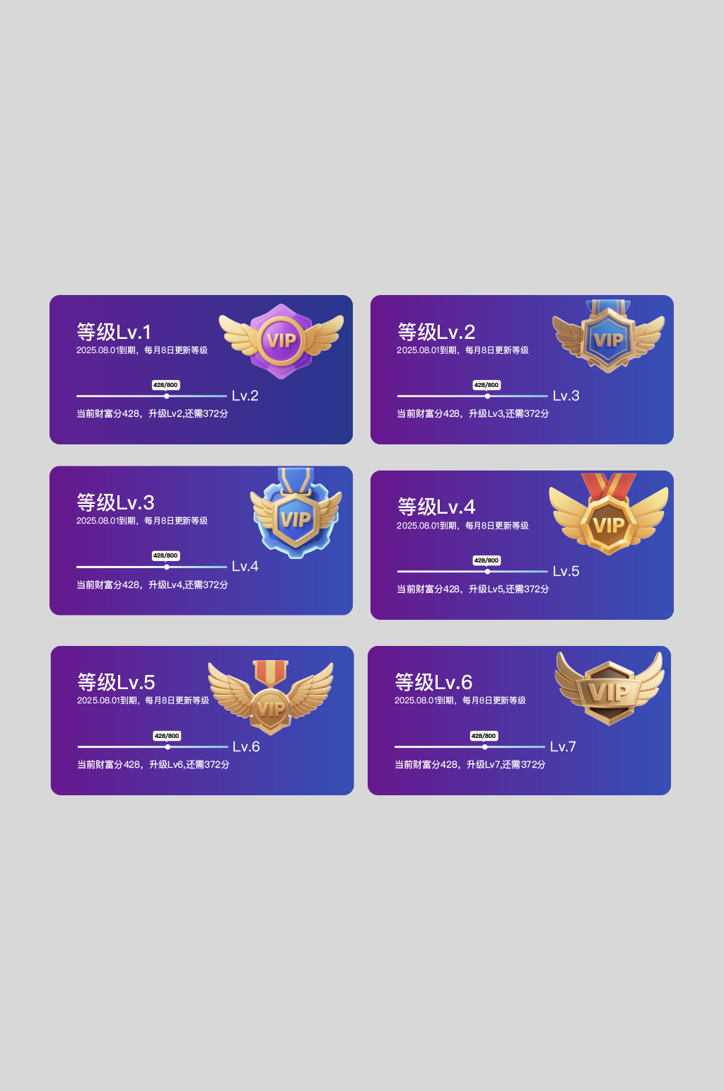 会员VIP会员卡等级系列电商UI元素素材