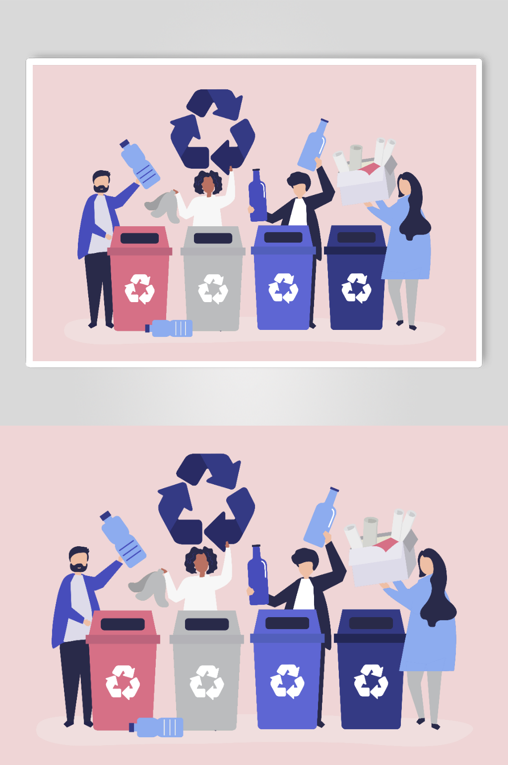 垃圾分类回收保护环境插画素材