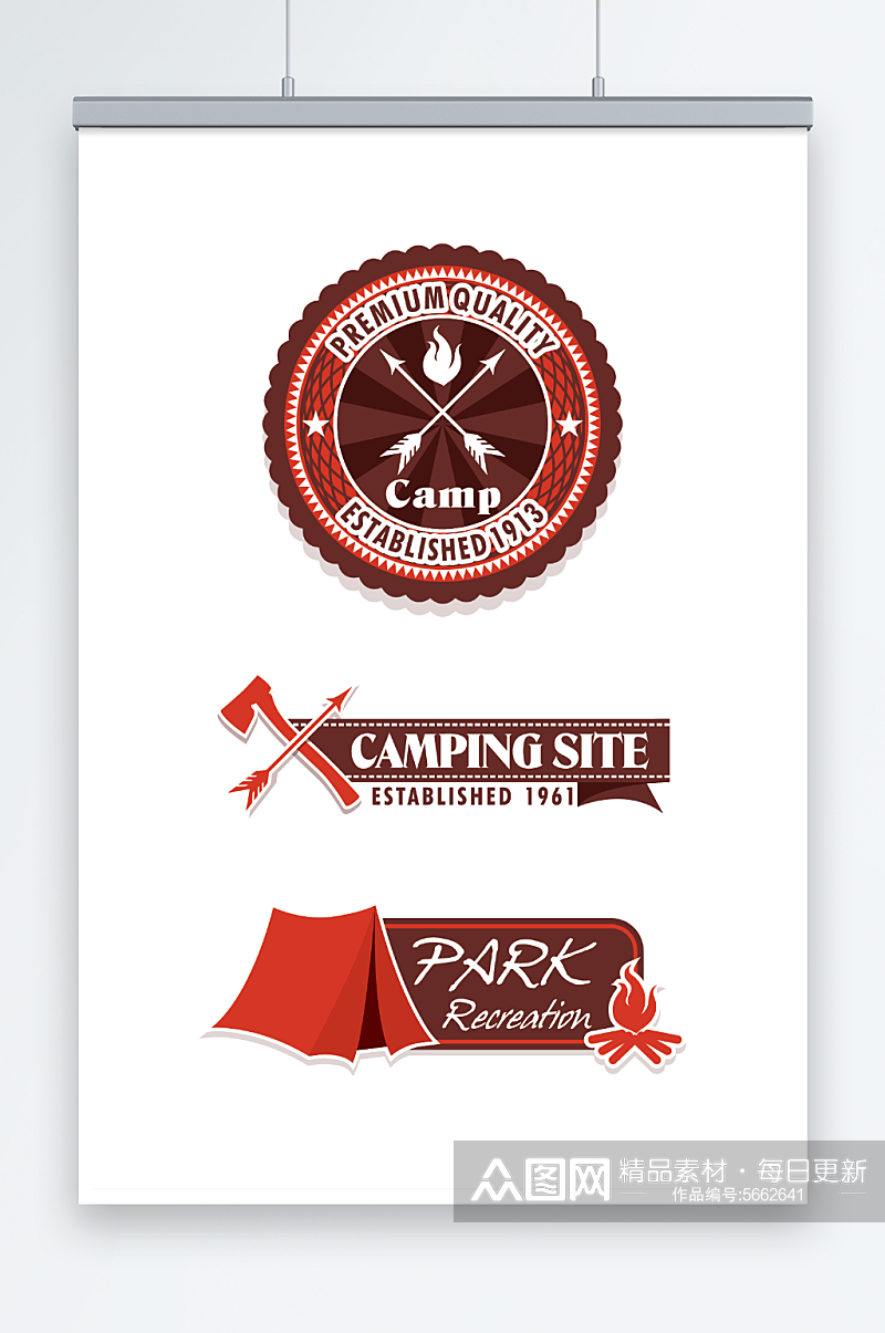 欧式露营野营标签图标元素素材