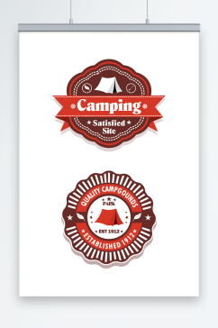 欧式露营野营标签图标元素