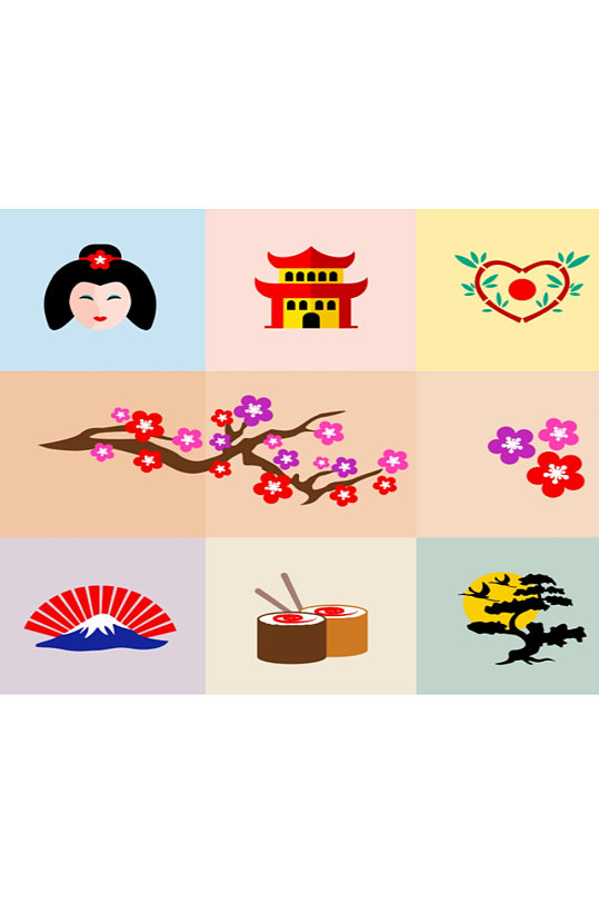 日本文化元素矢量素材图片-众图网