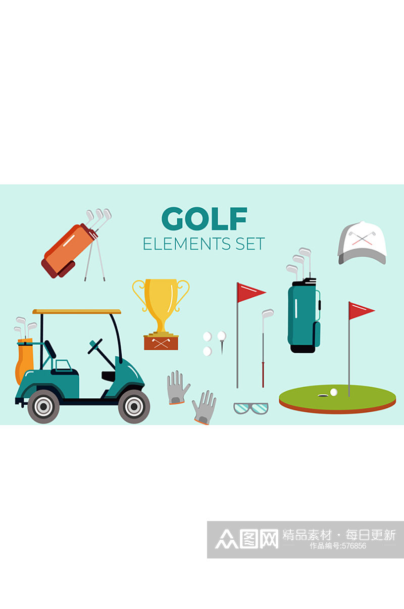 高尔夫运动图标元素素材