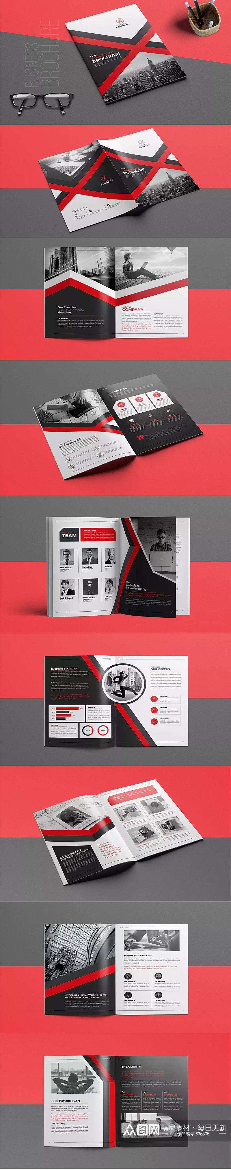 红黑大气企业画册设计素材