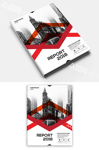 红色国外大气高端版式设计画册封面设计图片