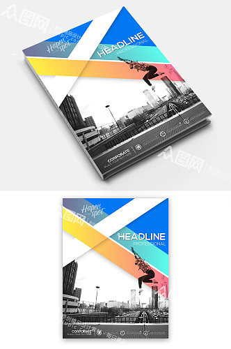 蓝色国外版式设计画册封面设计图片