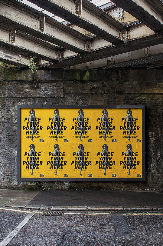 街头街道墙壁海报展示实拍图贴图样机