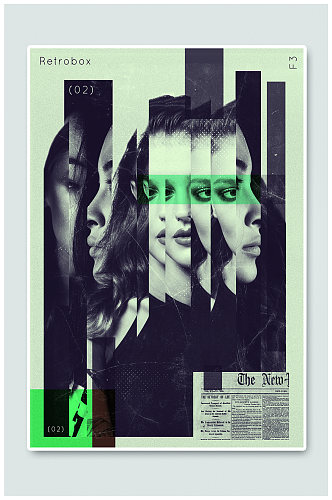 蒸汽波欧美创意时尚抽象人物艺术海报模板