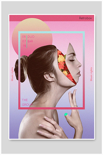 蒸汽波欧美创意时尚抽象人物艺术海报模板