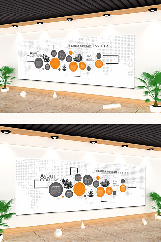 黑白橙大气企业文化墙