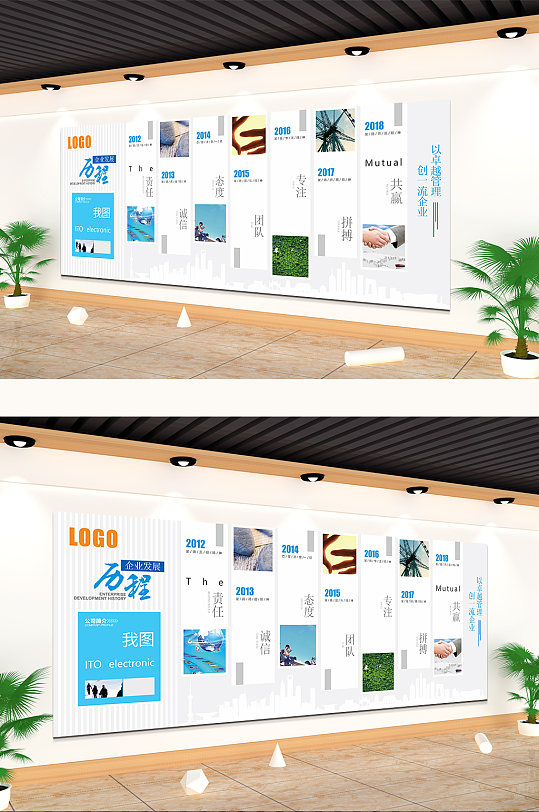 藍色大氣企業(yè)發(fā)展歷程企業(yè)文化墻