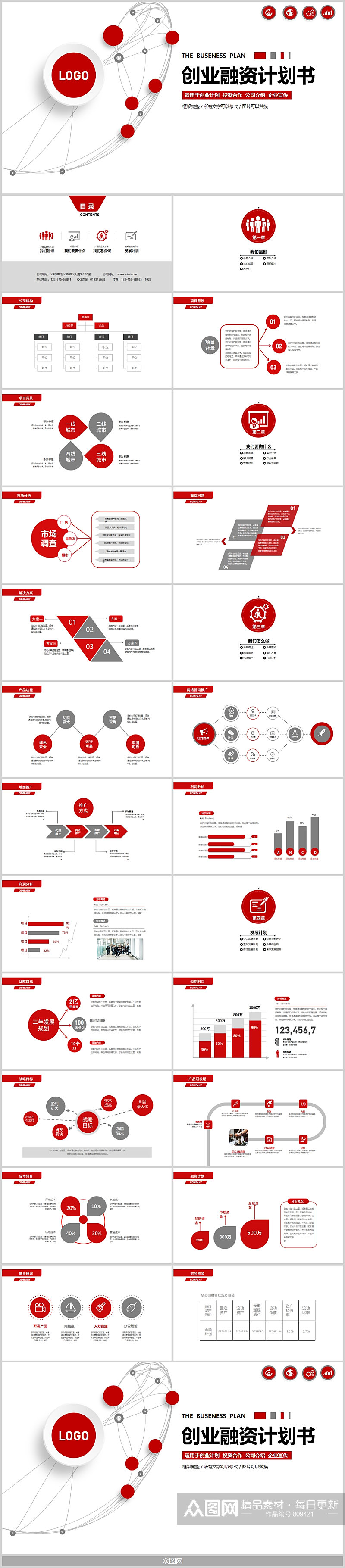 红色创业融资计划书ppt素材