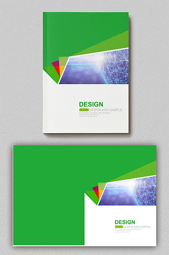 绿色大气简约几何线条企业画册封面