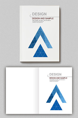 蓝色大气简约几何线条企业画册封面