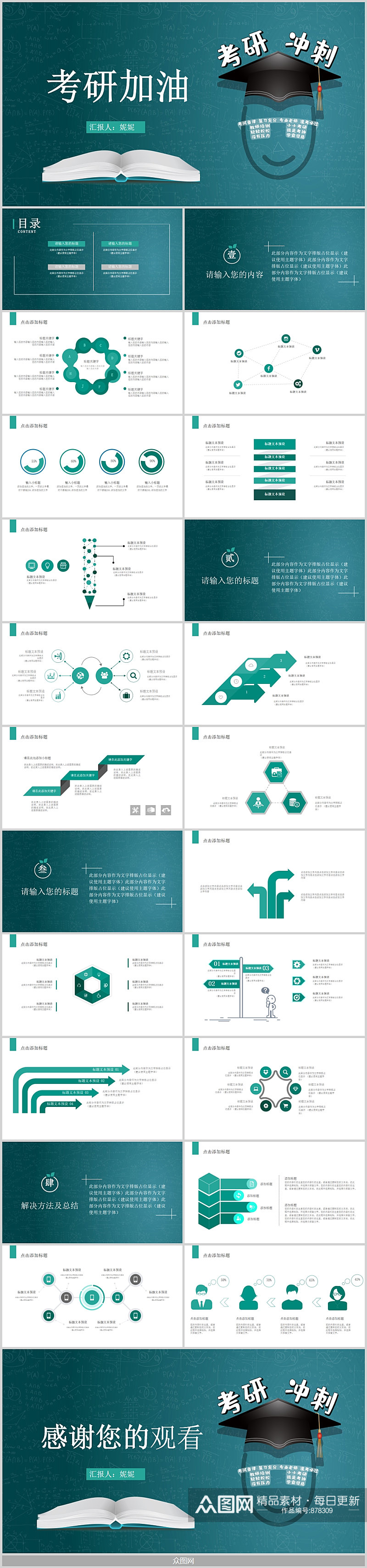 绿色校园考研冲刺通用PPT素材