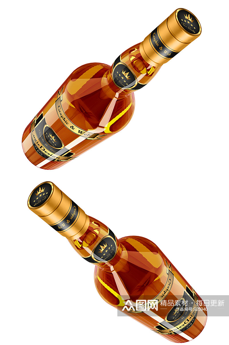 威士忌酒瓶包装效果图样机素材