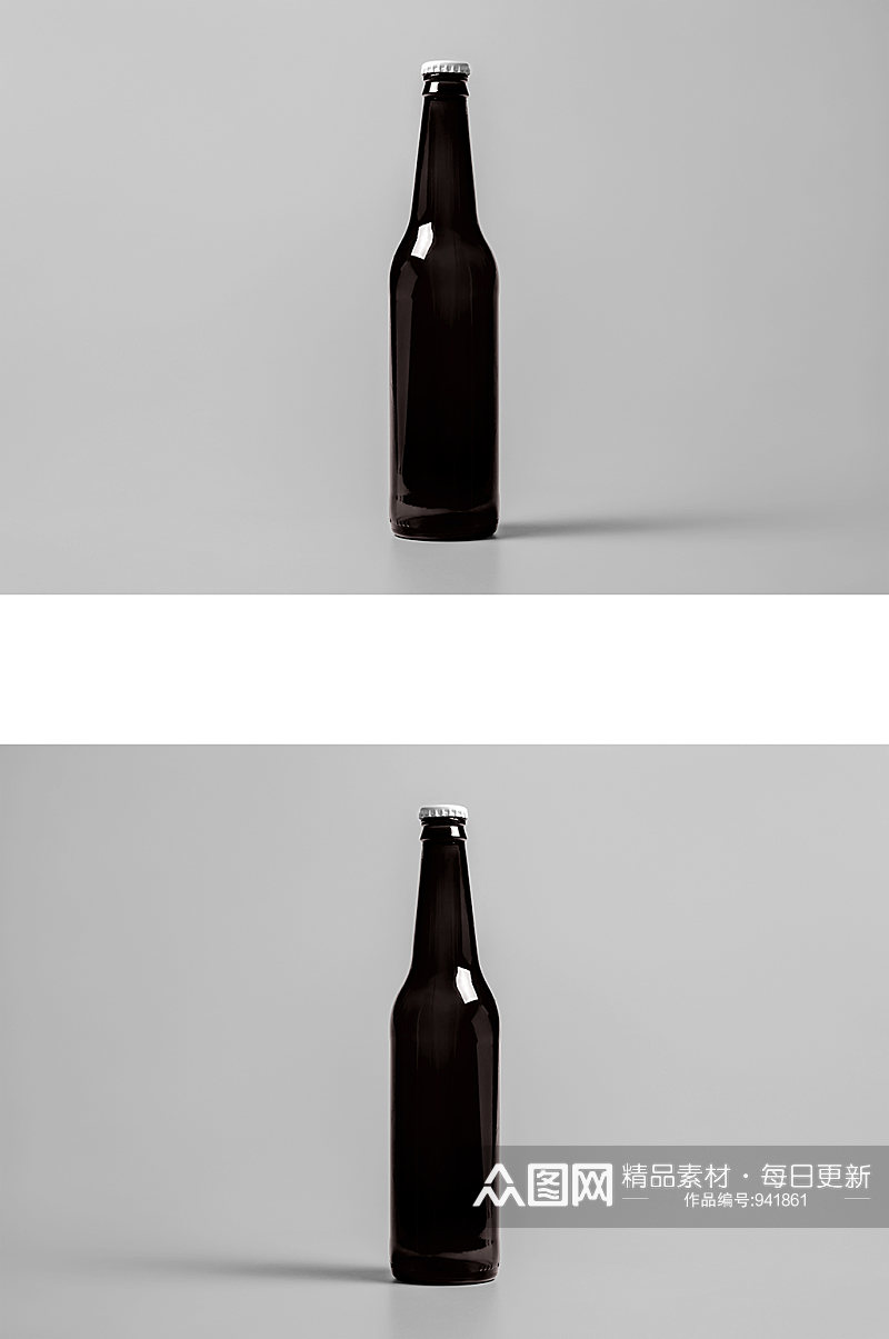 啤酒瓶子包装效果图样机 啤酒瓶贴样机素材