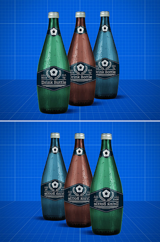 国外啤酒汽水饮料玻璃瓶包装效果图样机