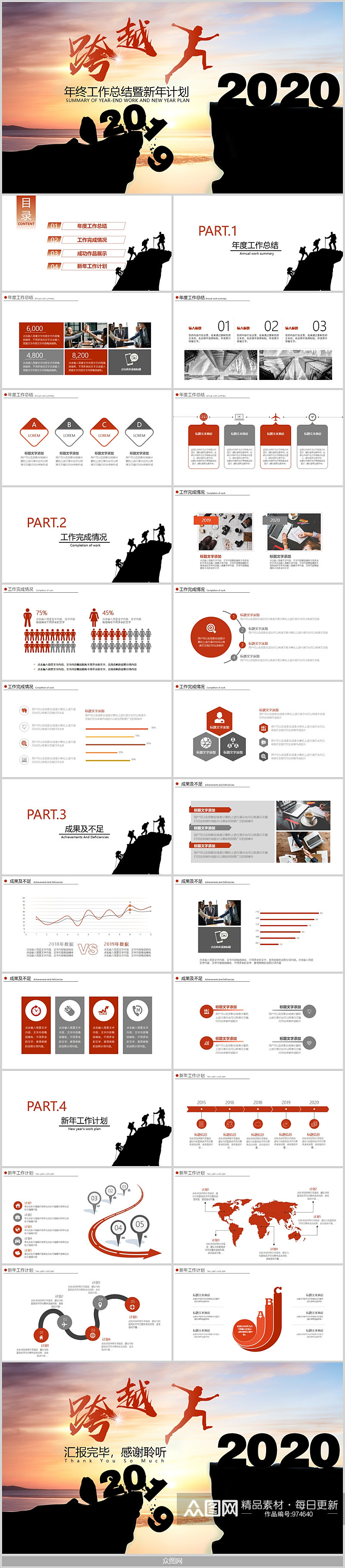 跨越2020年终工作总结新年计划PPT素材