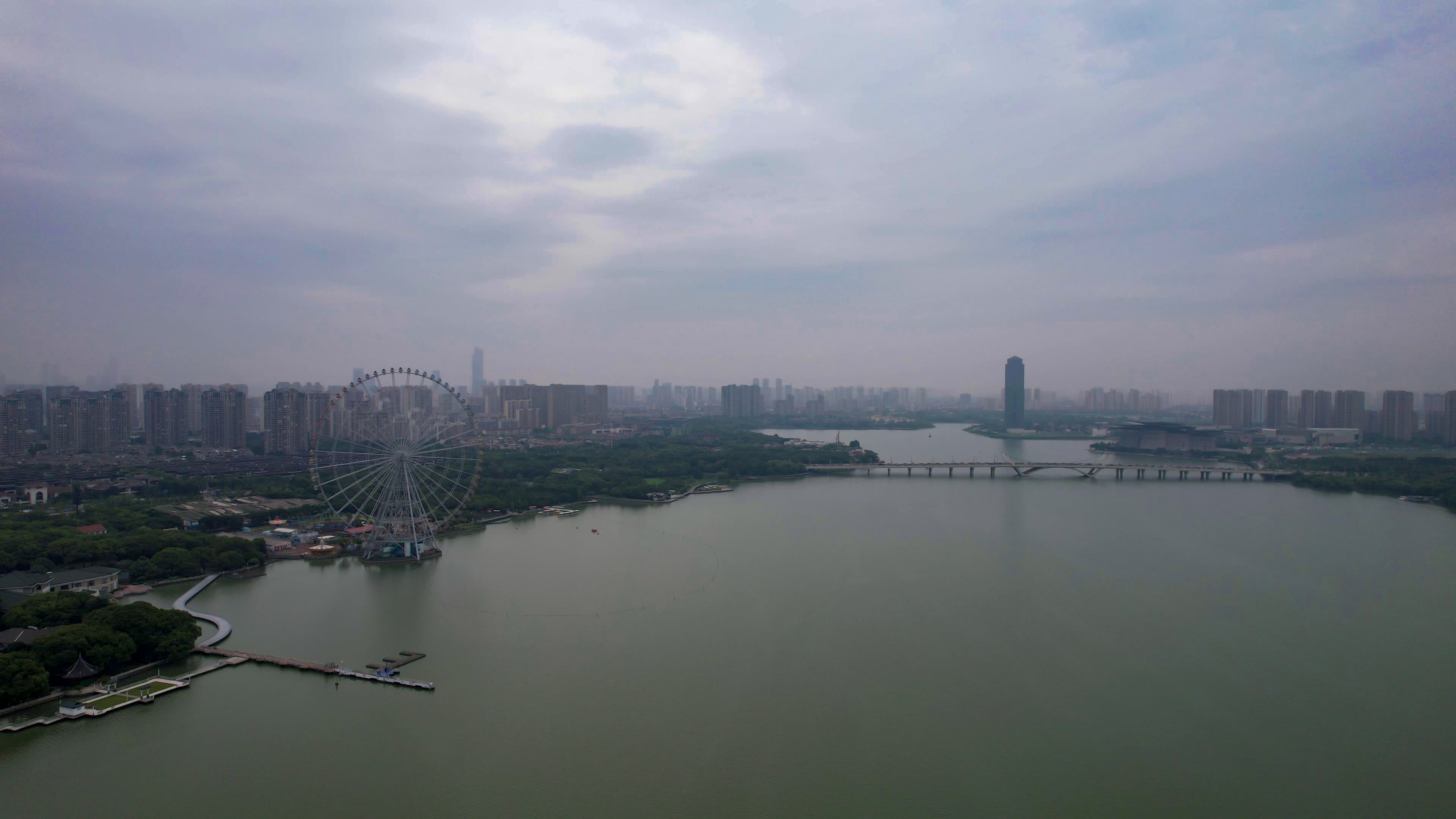江苏无锡蠡湖风光航拍图素材