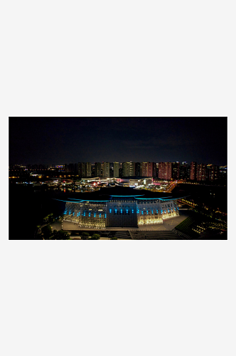 江苏无锡城市建筑夜景灯光航拍图