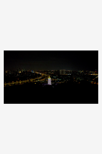 江苏无锡城市建筑夜景灯光航拍图