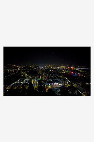 江苏无锡城市建筑夜景灯光航拍图