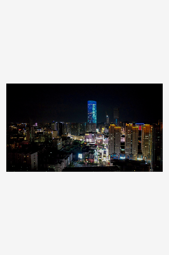 江苏苏州城市夜景苏宁广场夜景灯光航拍