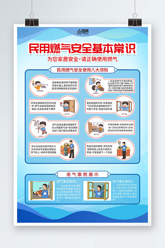 藍(lán)色民用燃?xì)庑麄靼踩脷庵R(shí)科普海報(bào)