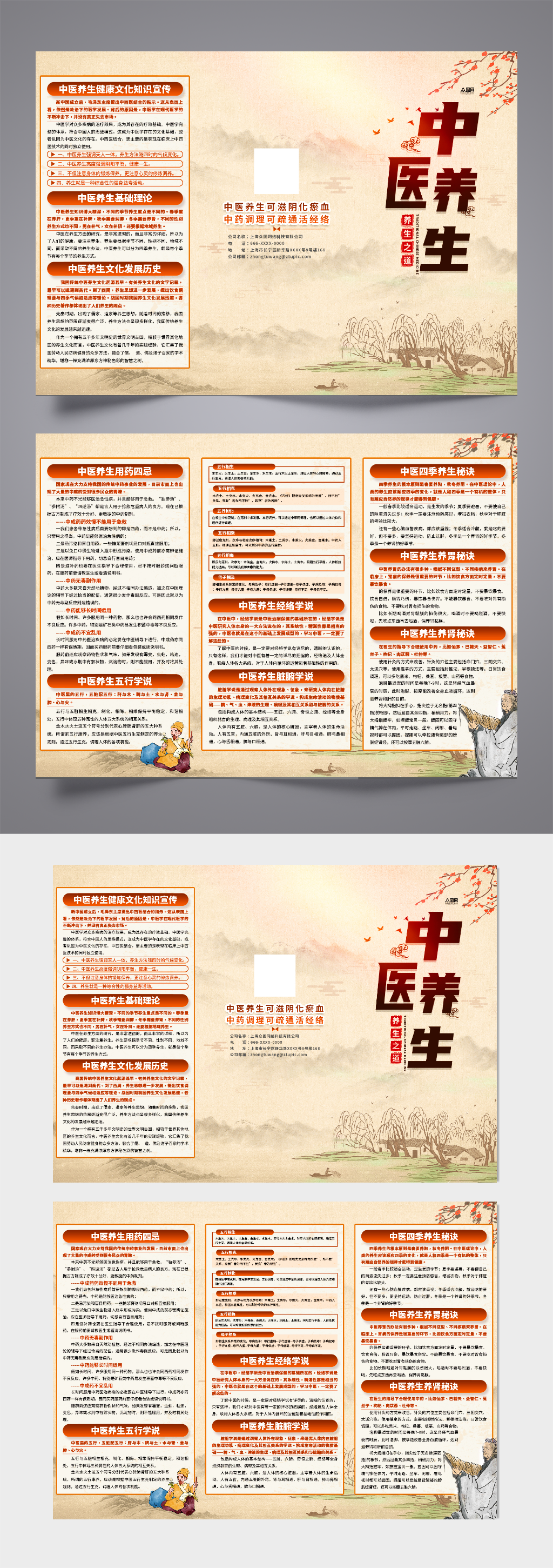 中國(guó)風(fēng)中醫(yī)養(yǎng)生保健三折頁(yè)素材