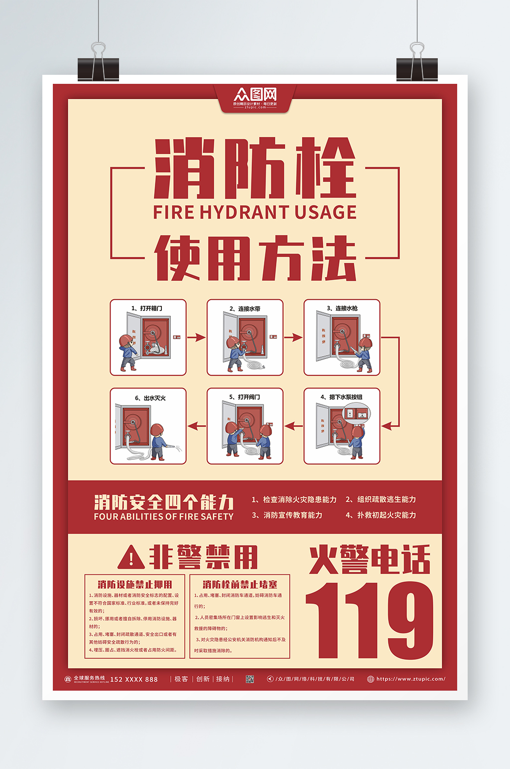 消防知識(shí)消火栓消防科普知識(shí)海報(bào)素材