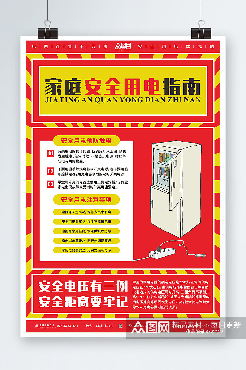 家庭用电消防安全用电知识宣传海报素材