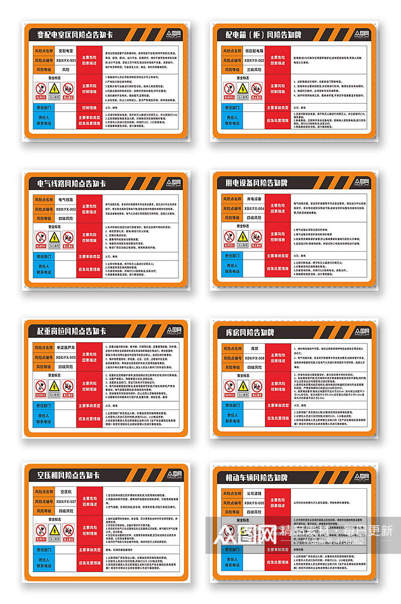 警示牌空压机安全风险点告知牌素材
