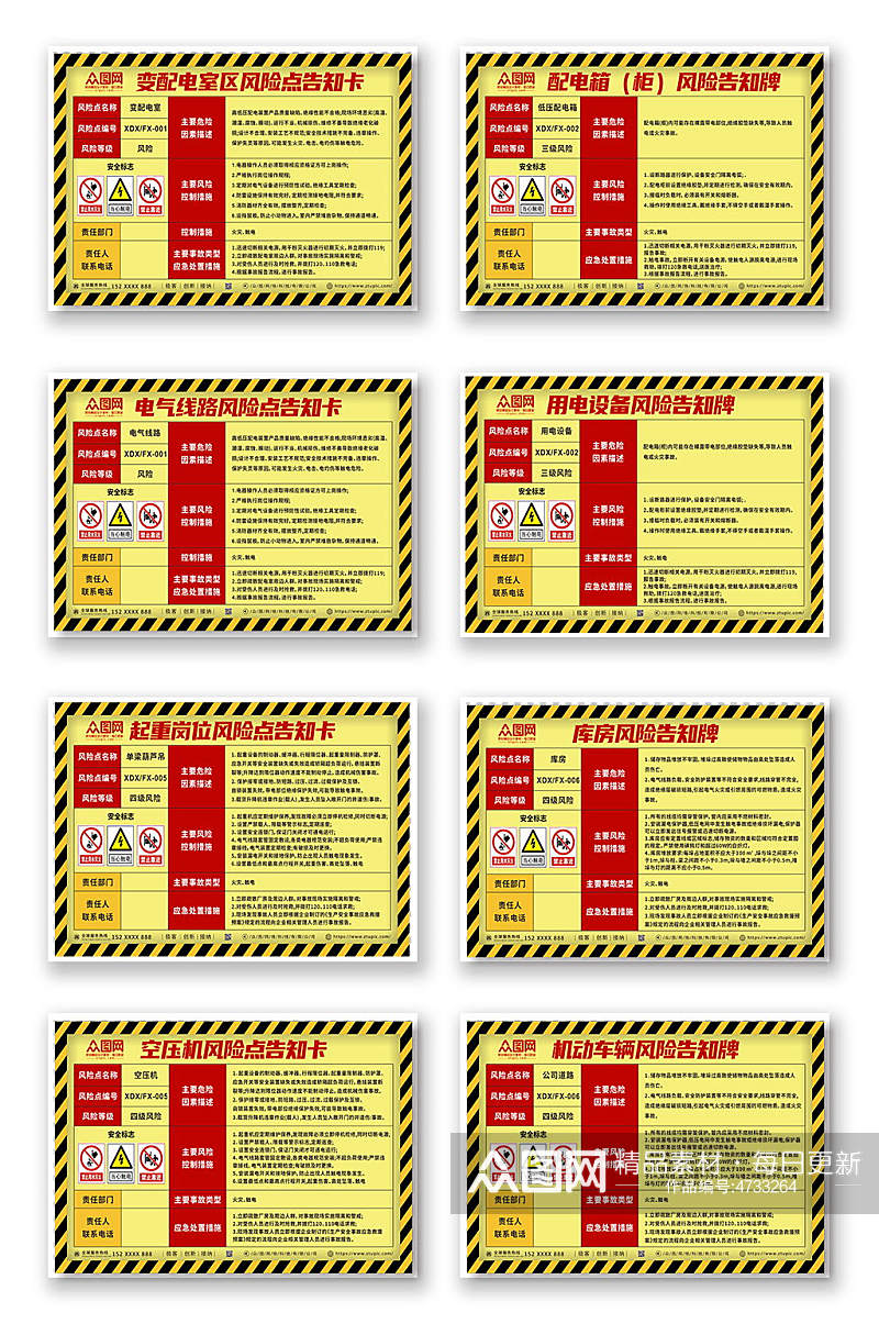 控制措施空压机安全风险点告知牌素材