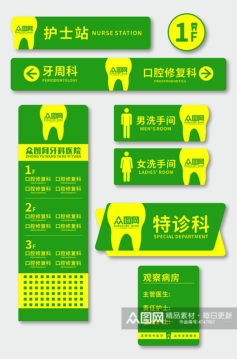 医院文化口腔医院导视门牌科室牌素材