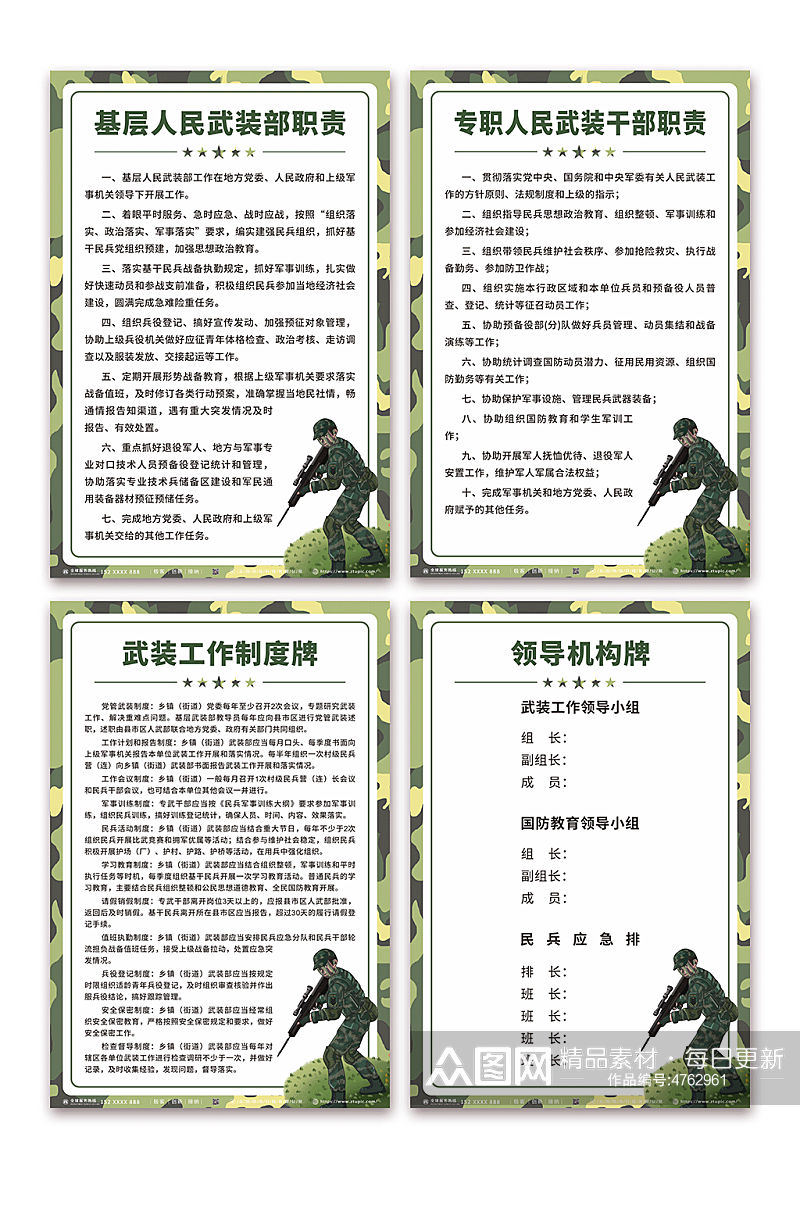 军队文化人民武装部全套系列制度牌海报素材