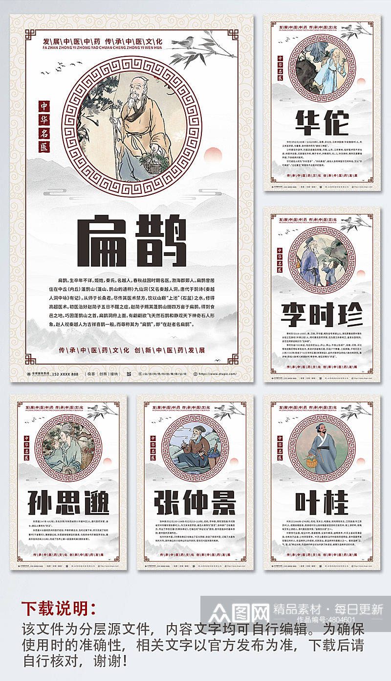 扁鹊古代中华名医介绍系列海报素材