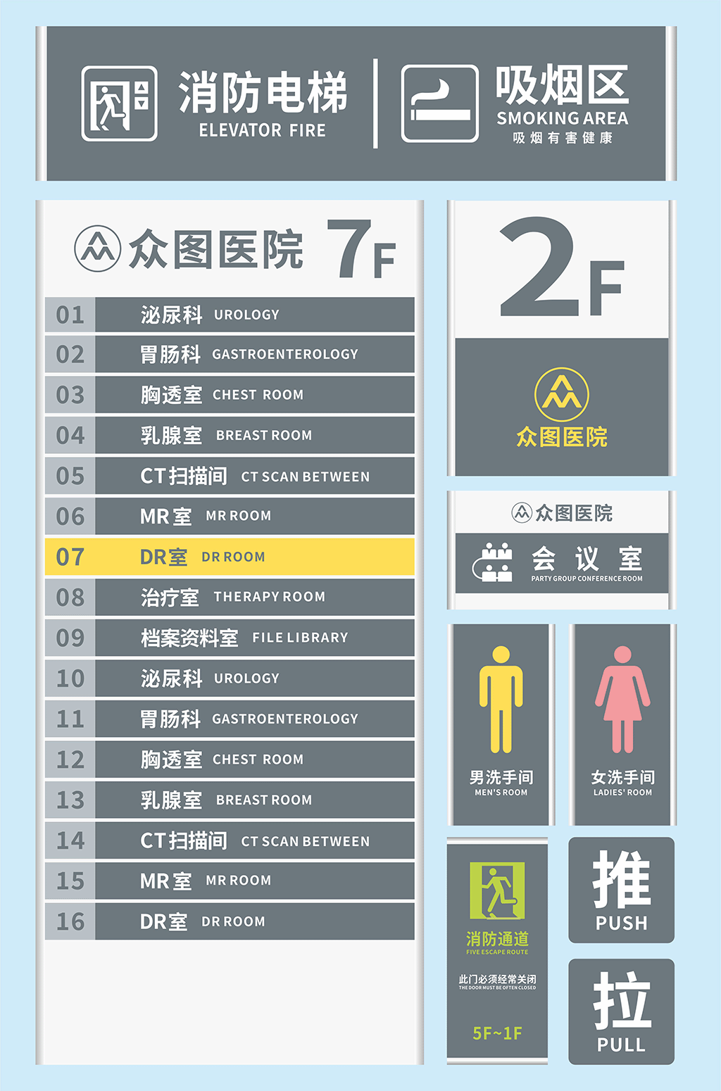 医院索引图医院楼层索引导视牌素材