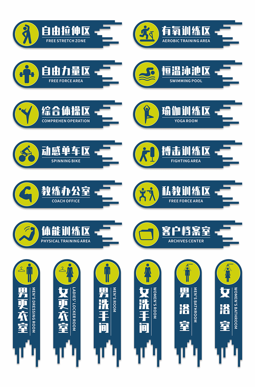 游泳区健身房标识牌门牌素材