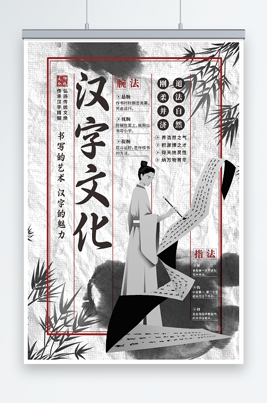 中华文化传统汉字文化宣传海报