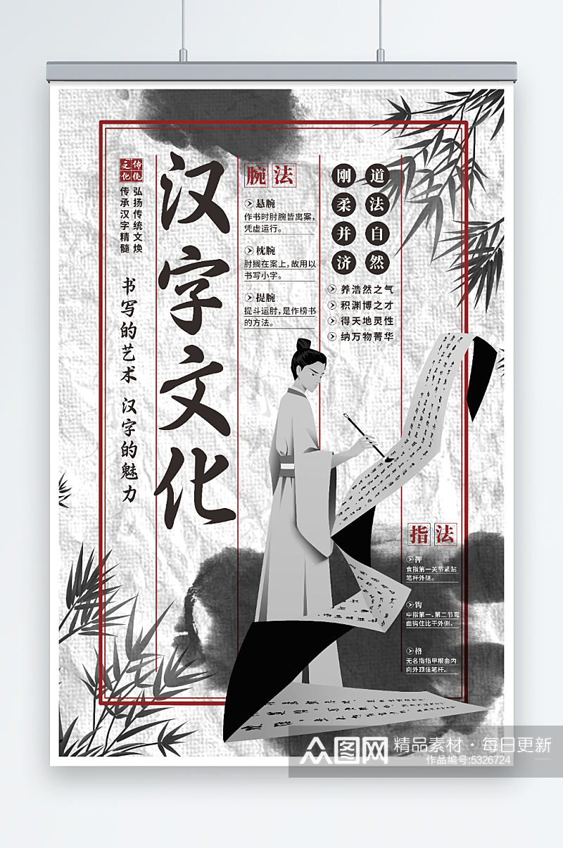 中华文化传统汉字文化宣传海报素材
