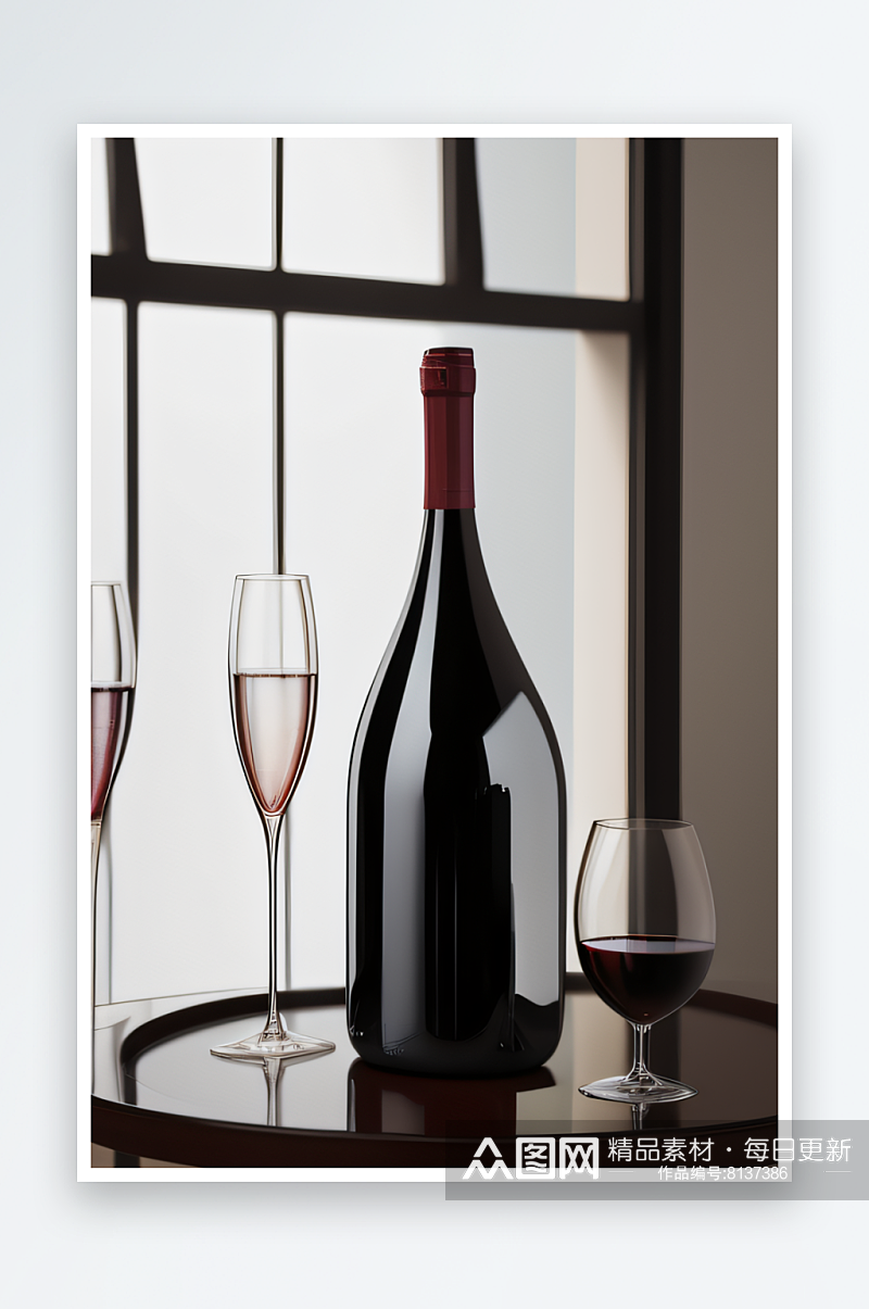 高贵与优雅红酒瓶的精致设计素材