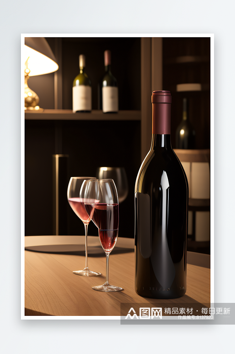 红酒瓶的精致设计与高雅氛围素材