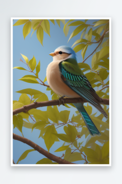 树上的小鸟的自然绘画艺术