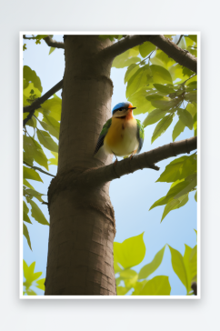 小鸟与大树的自然细节描绘