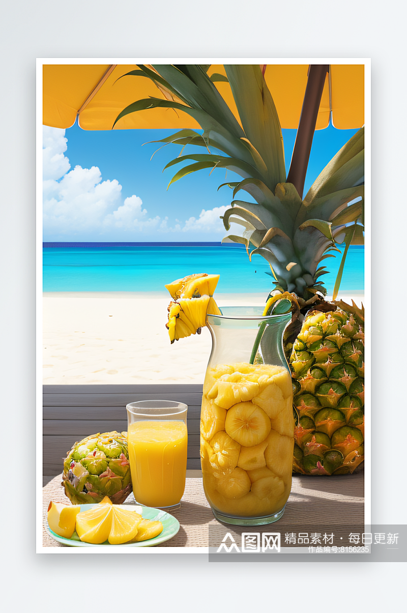 悠闲夏日菠萝的阳光味道素材