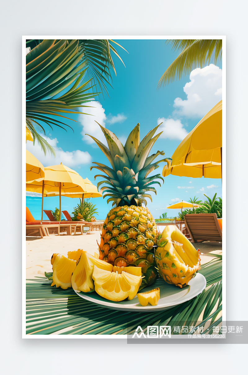悠闲夏日菠萝的阳光味道素材