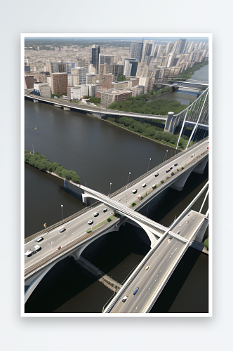 大型现代桥梁跨越大河串联城市