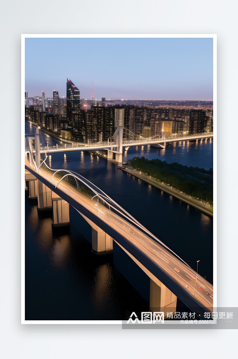 大型现代桥梁跨越大河串联城市素材