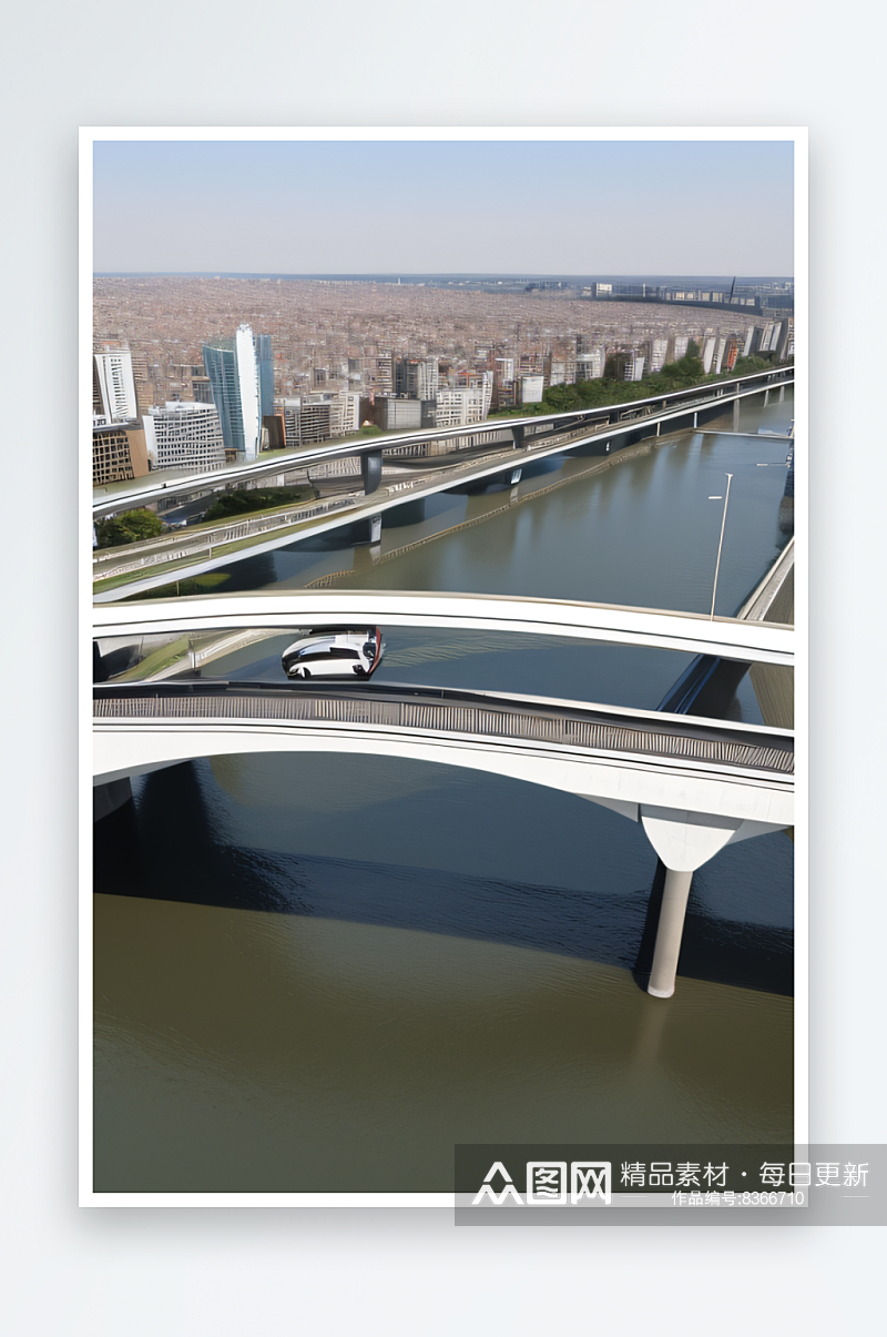 高架桥横跨大河畅通城市交通素材