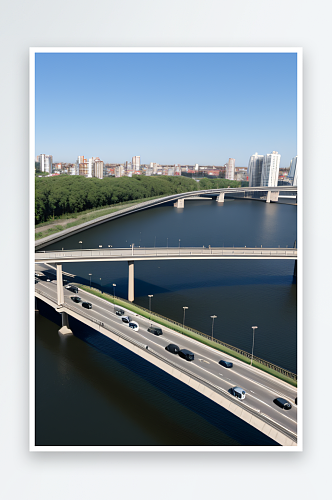 高架桥横跨大河畅通城市交通